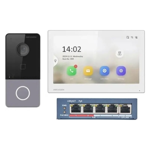 كيت إنتركم مرئي IP بشاشة 7 بوصة + سويتش PoE DS-KIS607-S
