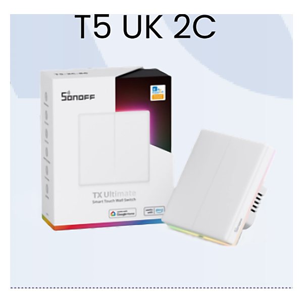 مفتاح ذكي SONOFF TX Ultimate تاتش بإضاءة 2 خط (UK) SONOFF T5 UK 2C