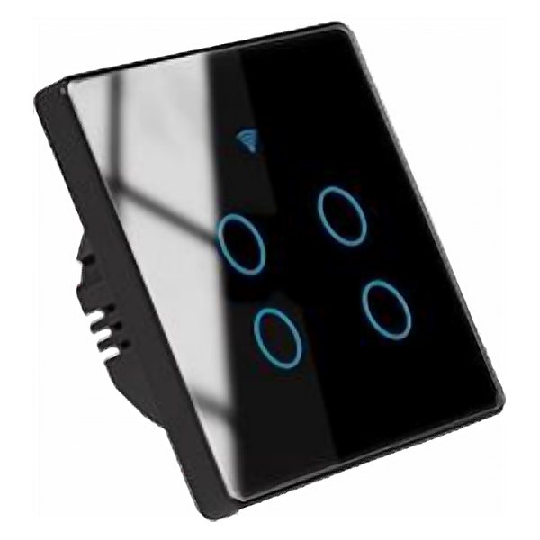 مفتاح ذكي تاتش 4 خط واي فاي UK بدون نيوترال - أسود WHX01-4 Z